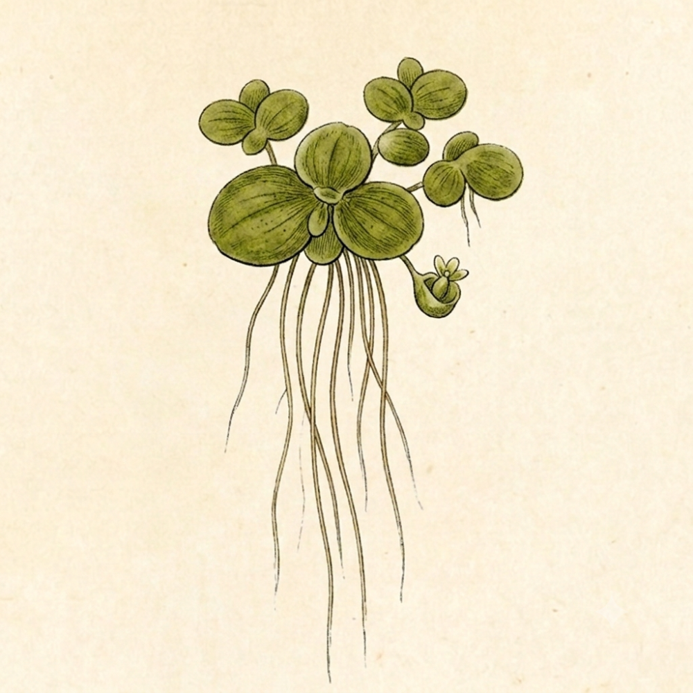 dessin botanique de lemna minor aussi nommée lentille d'eau