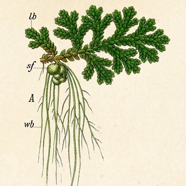 Dessin botanique d'Azolla Caroliniana