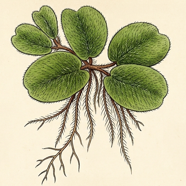 Dessin botanique de salvinia natans